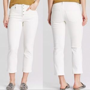 Universal Thread High Rise Straight Crop Jeans Button Front White